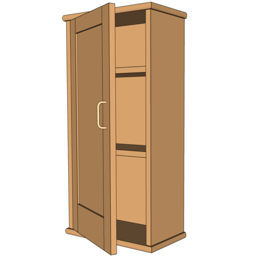 3d model brown wall cabinet designed in SketchUp austin school of furniture and design